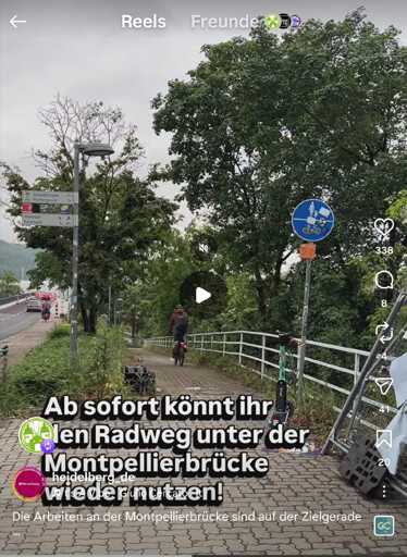 Screenshot eines Instagram Beitrags der Stadt Heidelberg