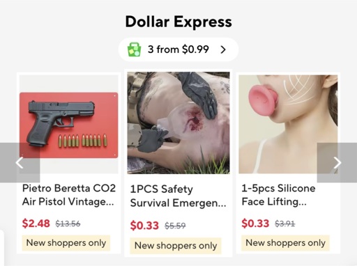 A screen capture of AliExpress showing their merchandise with questionable usage